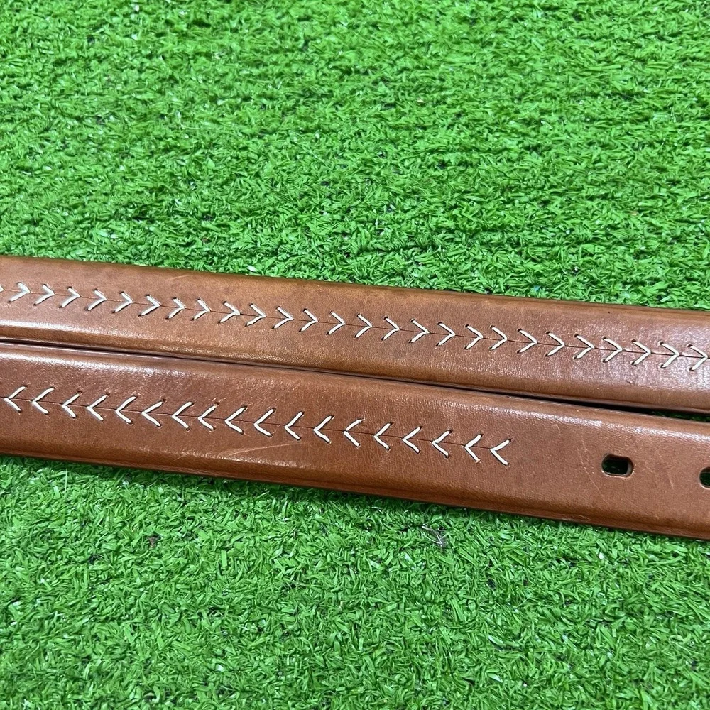 Johnston & Murphy Casual Dress Belt SZ‎ 36 Brown Leather Golf Baseball Stitching